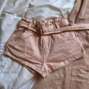 Pac sun baby pink paper bag shorts. Comes with belt. Short mom shorts! Small 27